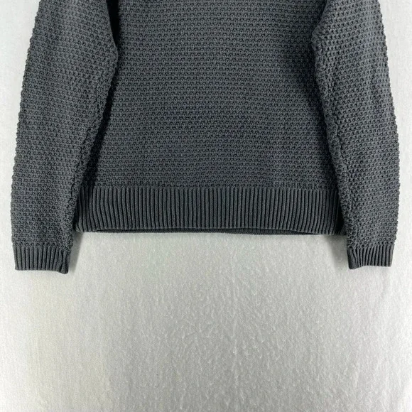 Gap Sweater Women's Sz Small Gray Crew Neck Knit Ribbed Trim Textured Pullover - Picture 12 of 13